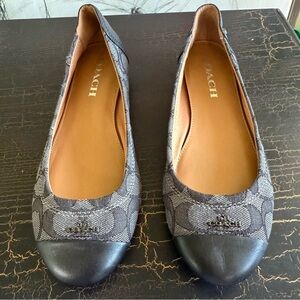 COACH Chelsea Black Smoke Signature Ballet Flats size 36